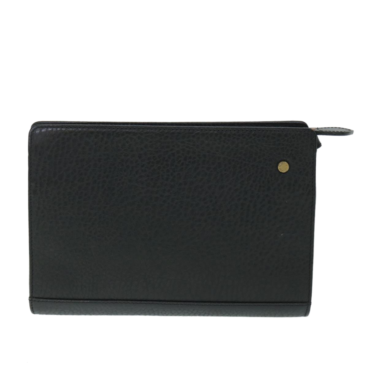 Burberrys Clutch Bag Leather Black Auth 54893