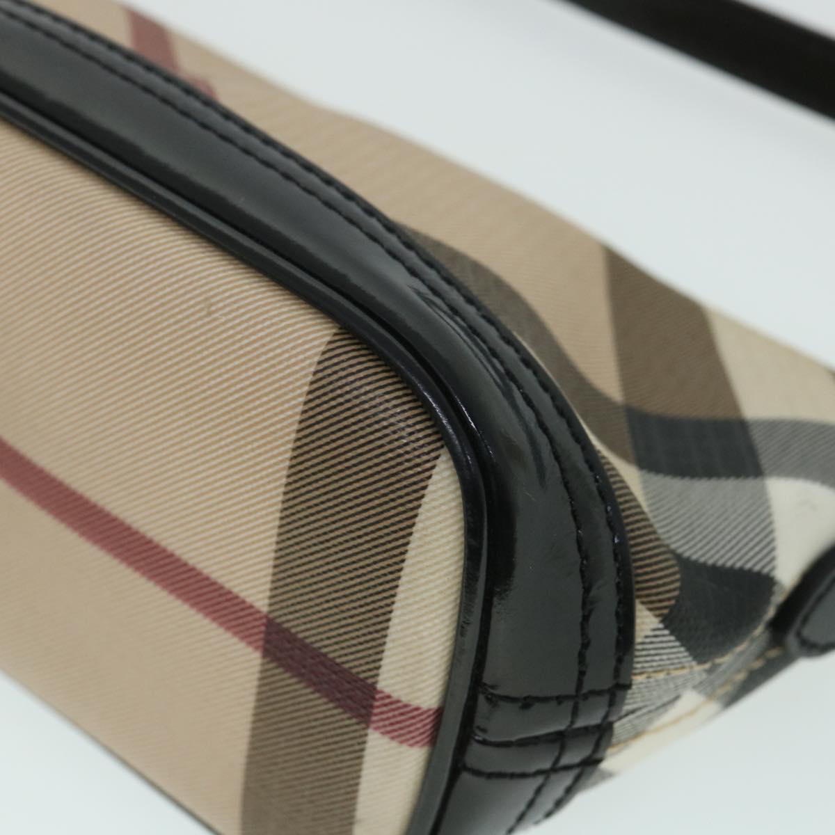 BURBERRY Nova Check Shoulder Bag PVC Leather Beige Auth 54956