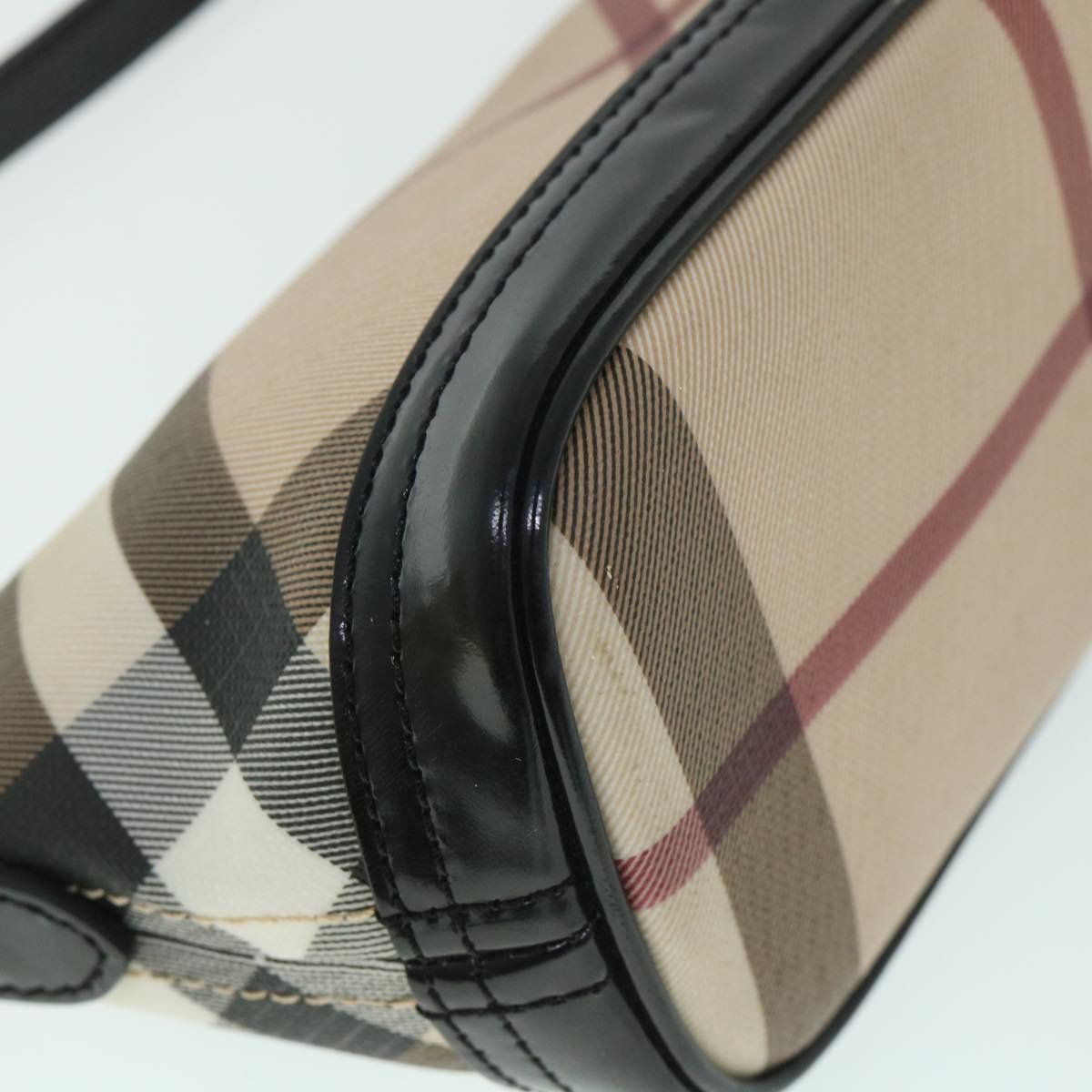 BURBERRY Nova Check Shoulder Bag PVC Leather Beige Auth 54956