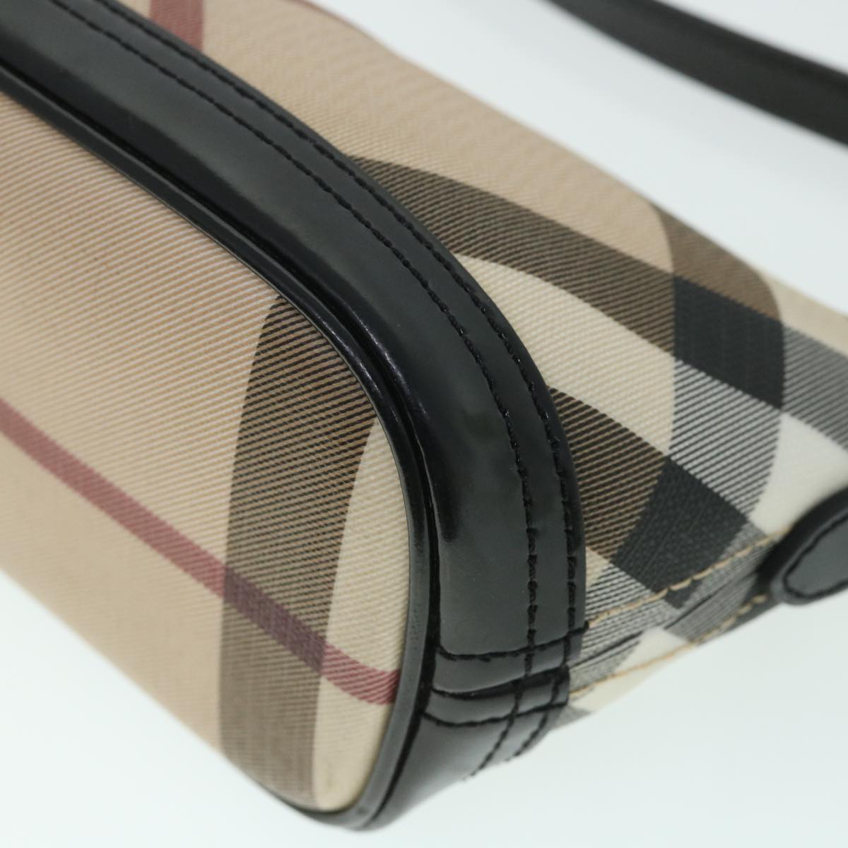 BURBERRY Nova Check Shoulder Bag PVC Leather Beige Auth 54956