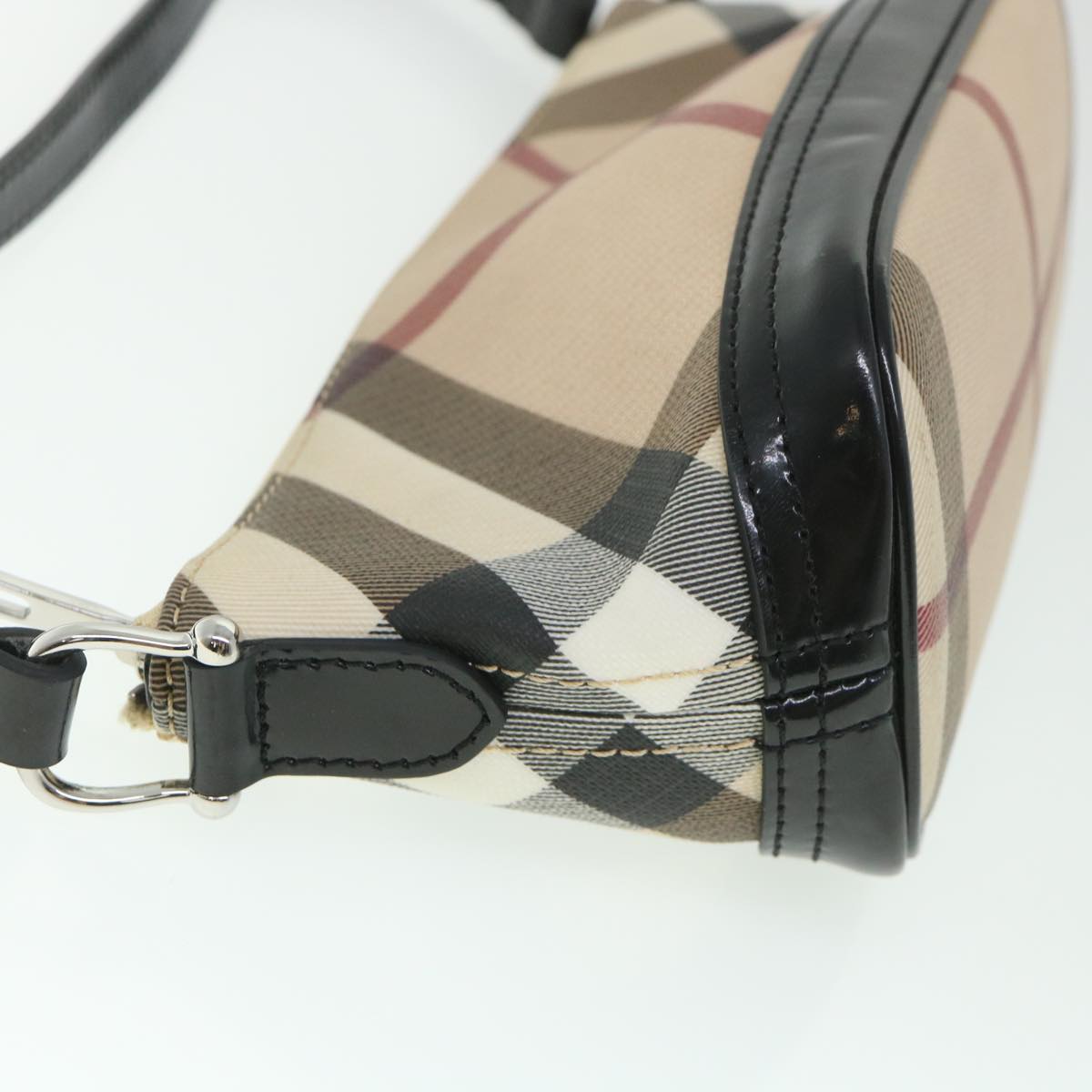 BURBERRY Nova Check Shoulder Bag PVC Leather Beige Auth 54956