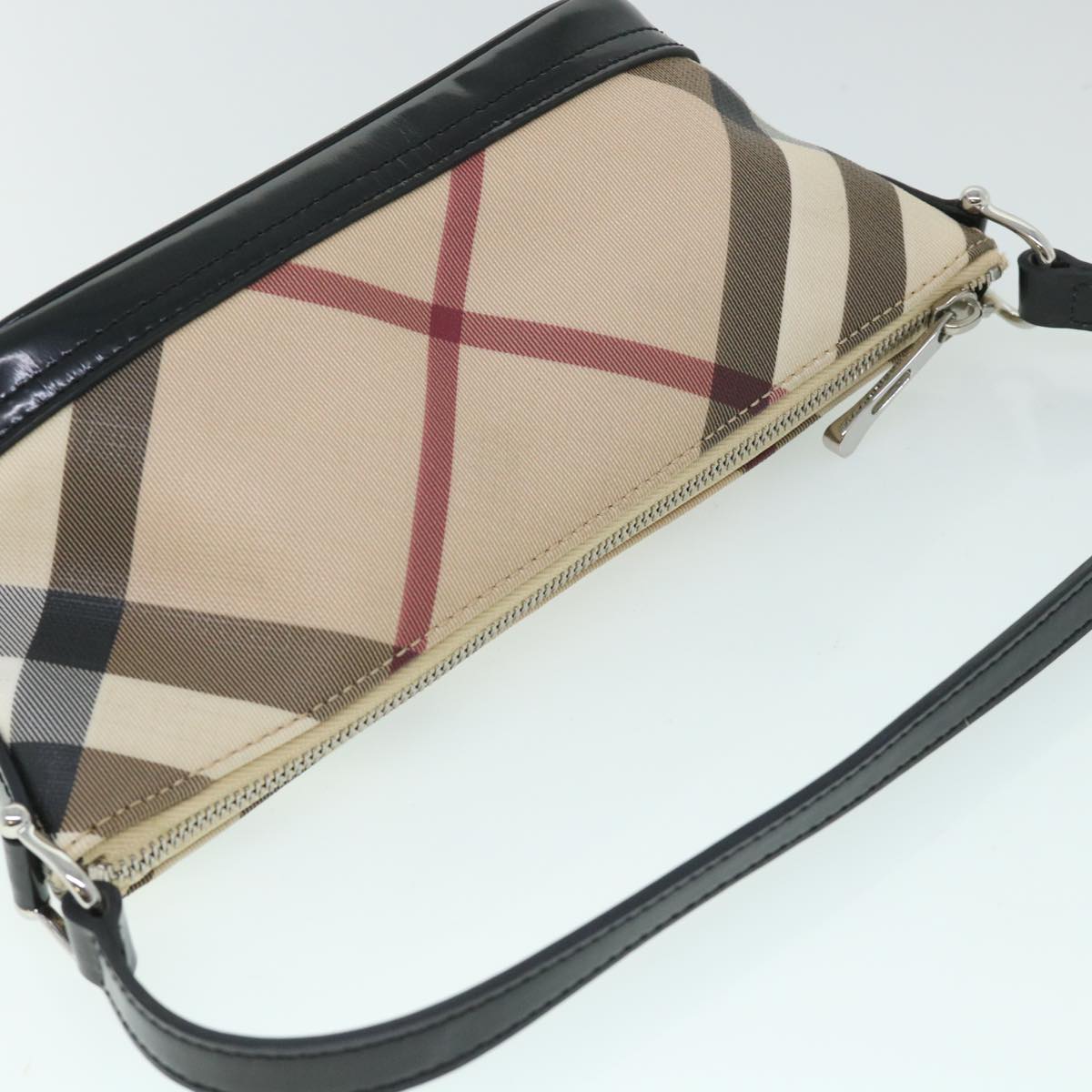 BURBERRY Nova Check Shoulder Bag PVC Leather Beige Auth 54956