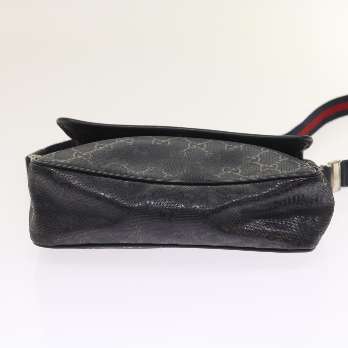 GUCCI GG implementation Sherry Line Shoulder Bag Black Navy 297559 Auth 55056