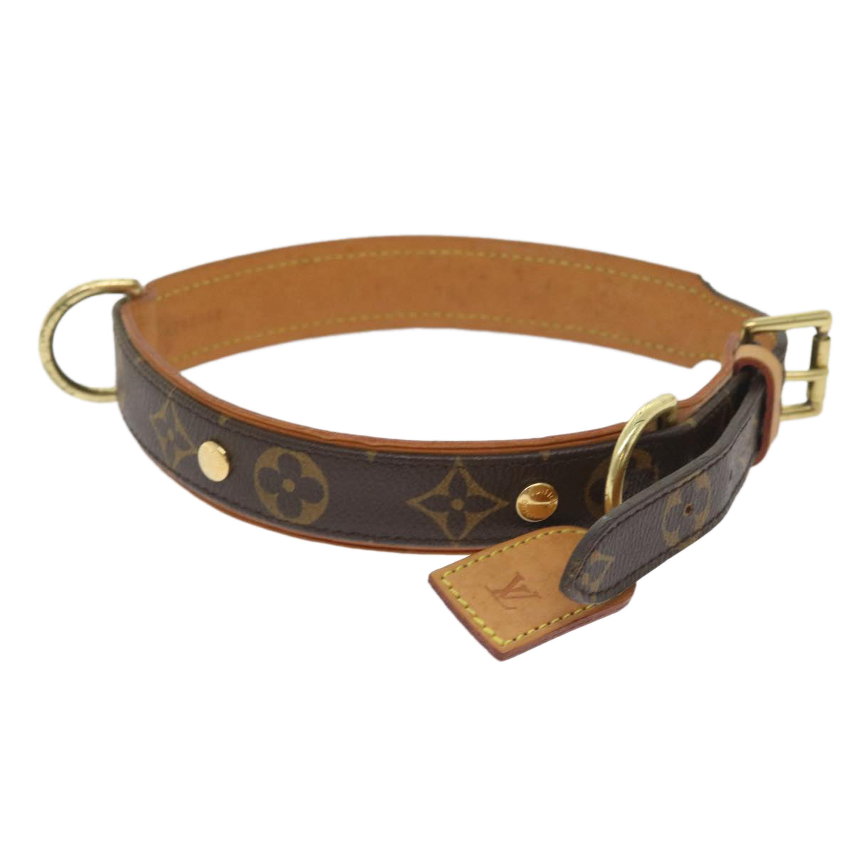 LOUIS VUITTON Monogram Collier Baxter Dog Leash 18.1""-22"" M58072 LV Auth 55299