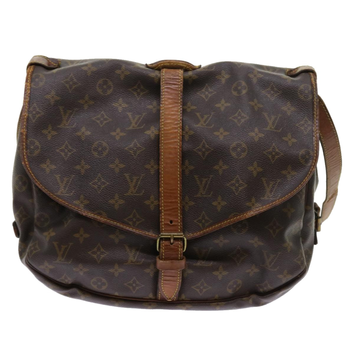 LOUIS VUITTON Monogram Saumur 35 Shoulder Bag M42254 LV Auth 55382