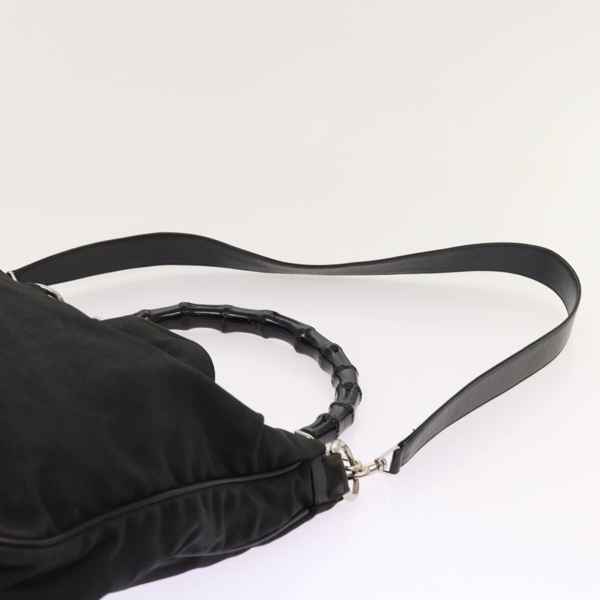 GUCCI Bamboo Shoulder Bag Nylon 2way Black Auth 55435