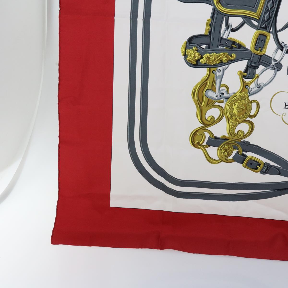 HERMES Carre 90 BRIDES de GALA Scarf Silk Red White Auth 55439