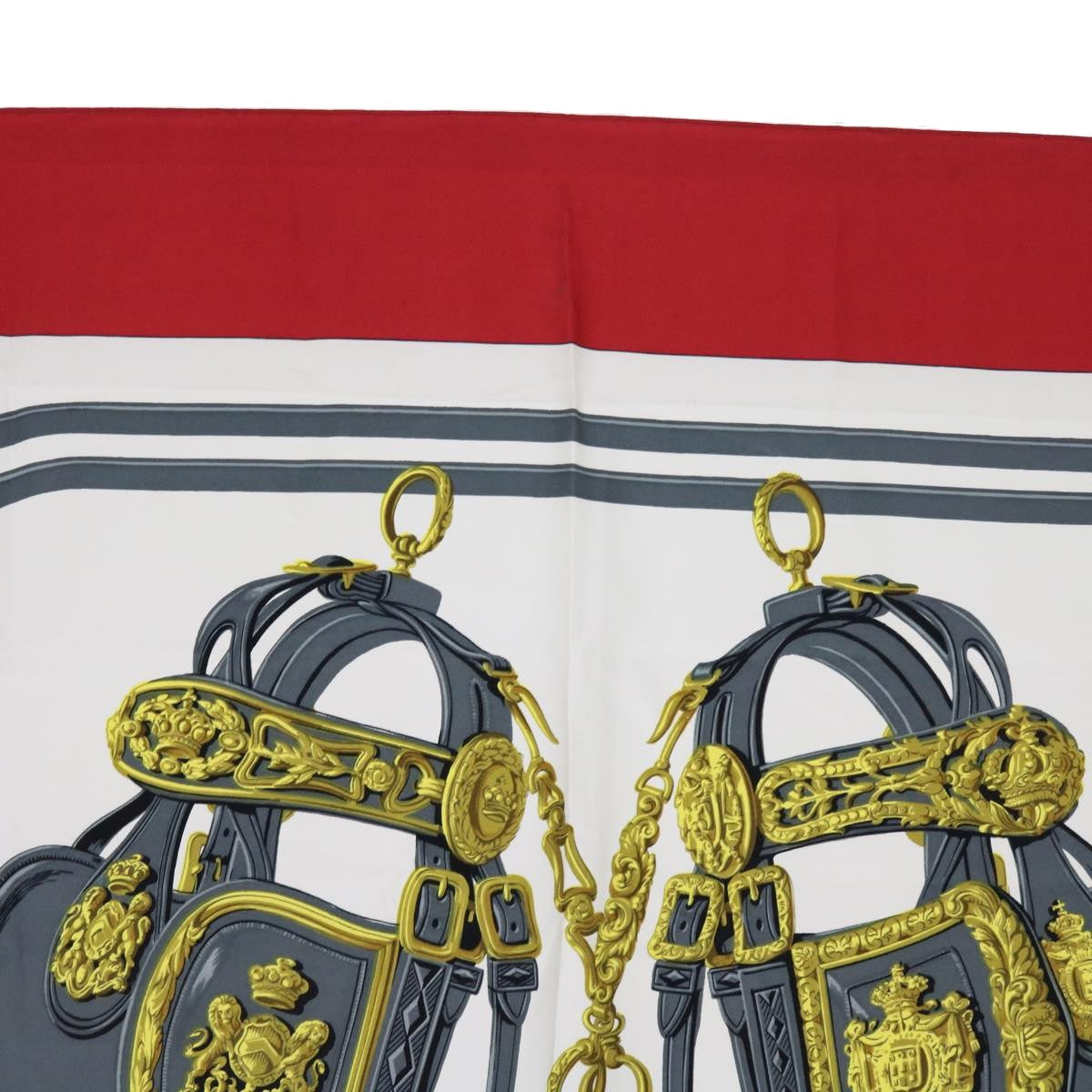 HERMES Carre 90 BRIDES de GALA Scarf Silk Red White Auth 55439