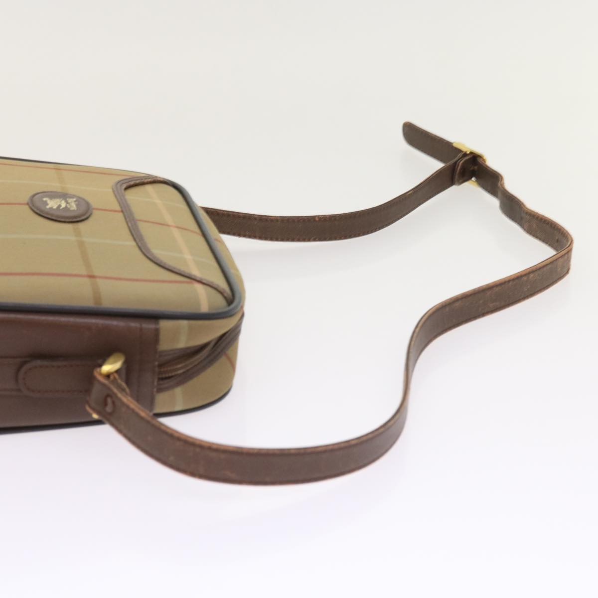 Burberrys Nova Check Shoulder Bag Nylon Canvas Beige Auth 55446