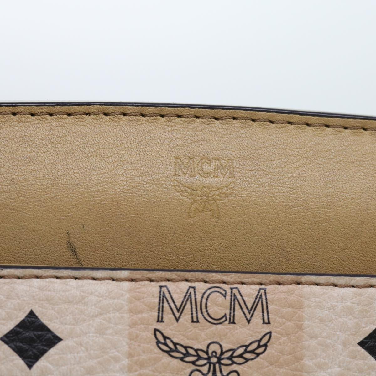 MCM Vicetos Logogram Tote Bag PVC Leather Beige Auth 55471