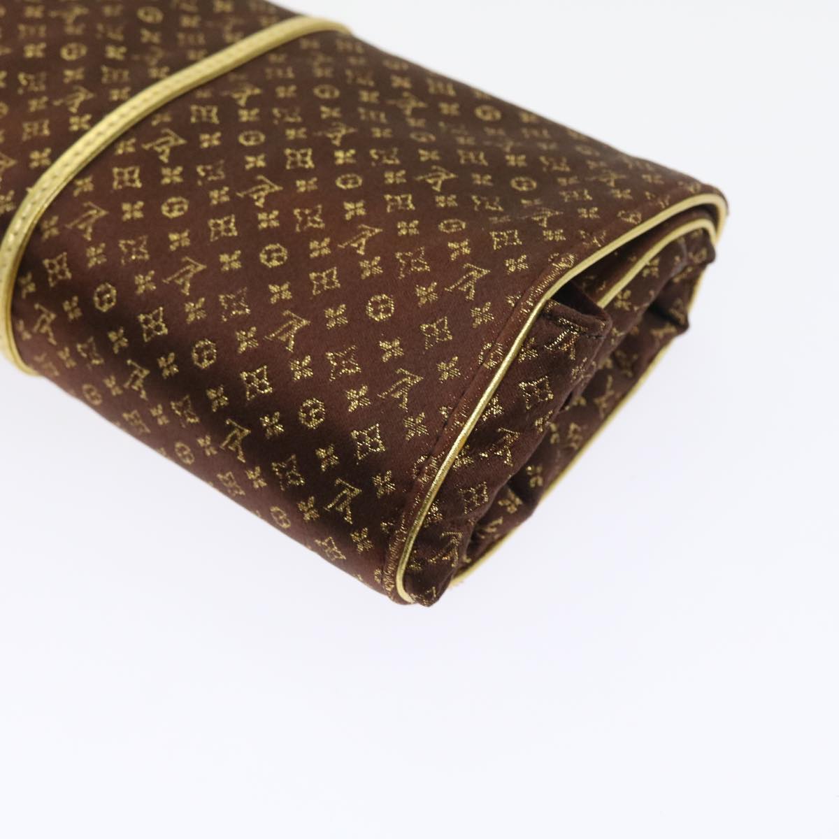 LOUIS VUITTON Monogram Satin Trousse Bijou Pliable Case Brown M92329 Auth 55531