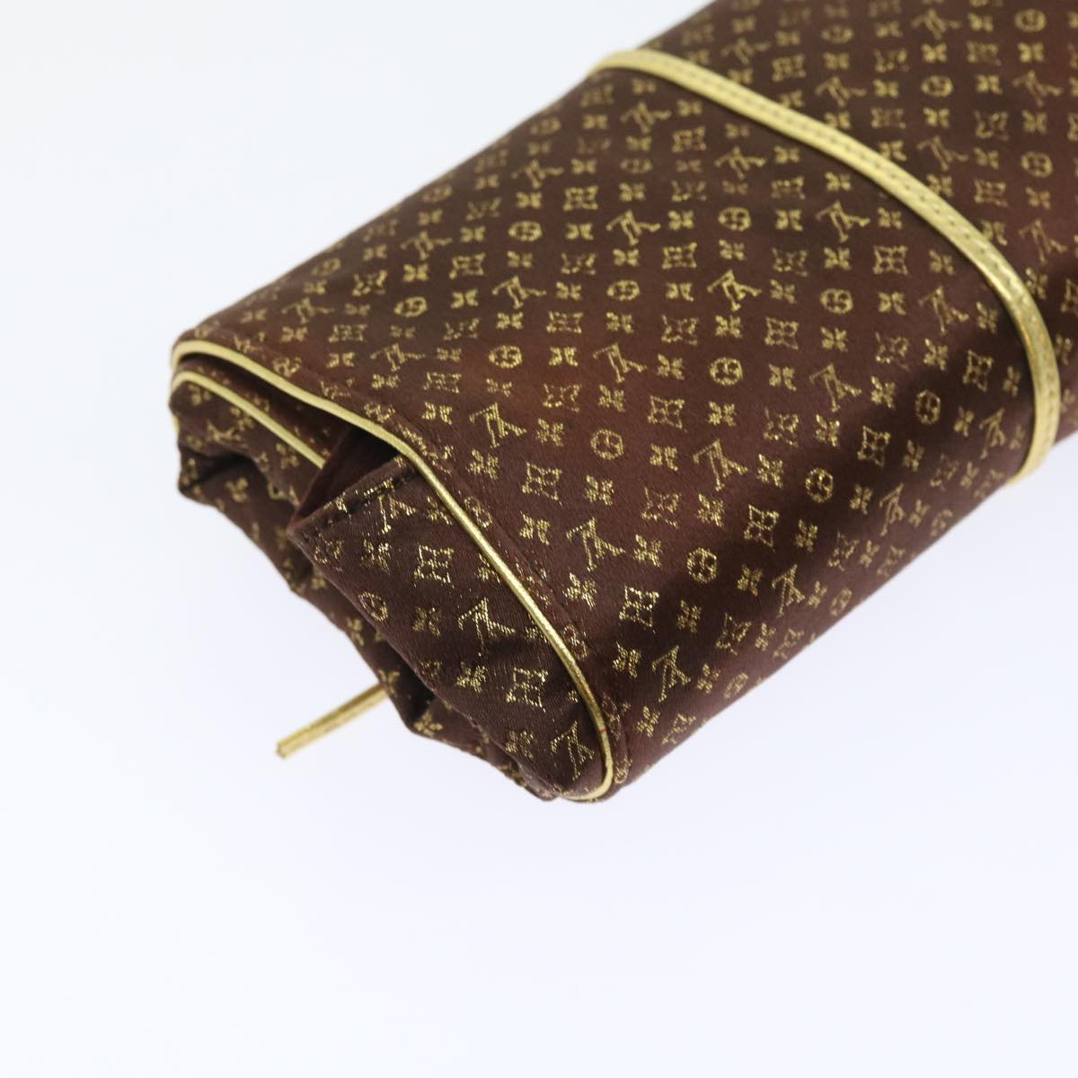 LOUIS VUITTON Monogram Satin Trousse Bijou Pliable Case Brown M92329 Auth 55531