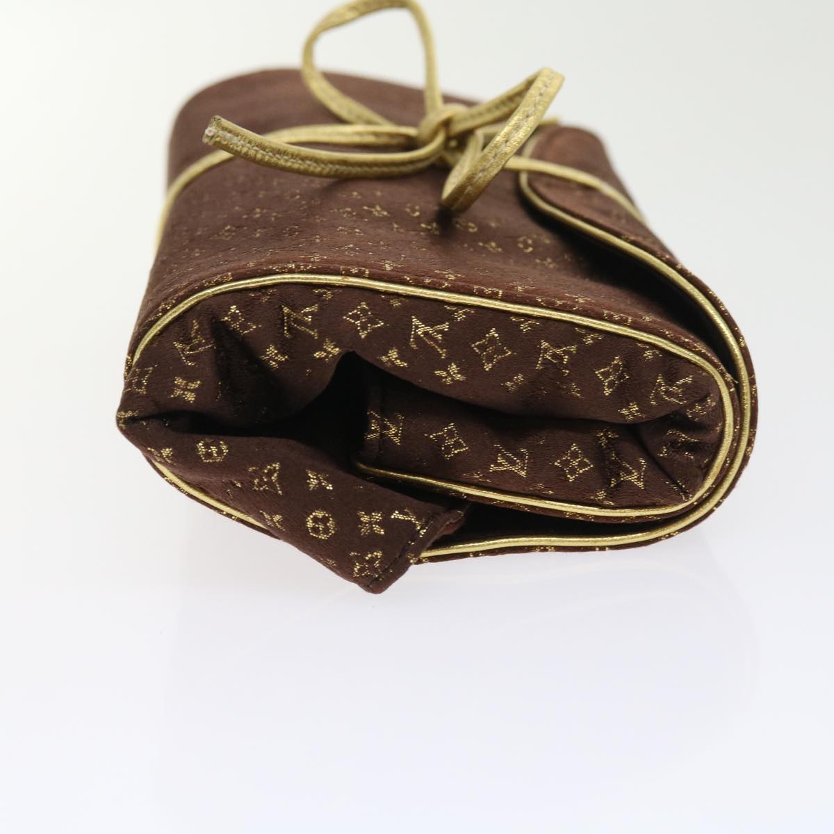 LOUIS VUITTON Monogram Satin Trousse Bijou Pliable Case Brown M92329 Auth 55531