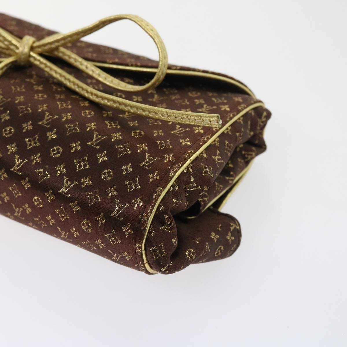 LOUIS VUITTON Monogram Satin Trousse Bijou Pliable Case Brown M92329 Auth 55531