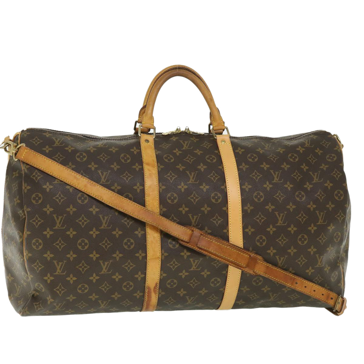 LOUIS VUITTON Monogram Keepall Bandouliere 60 Boston Bag M41412 LV Auth 55572