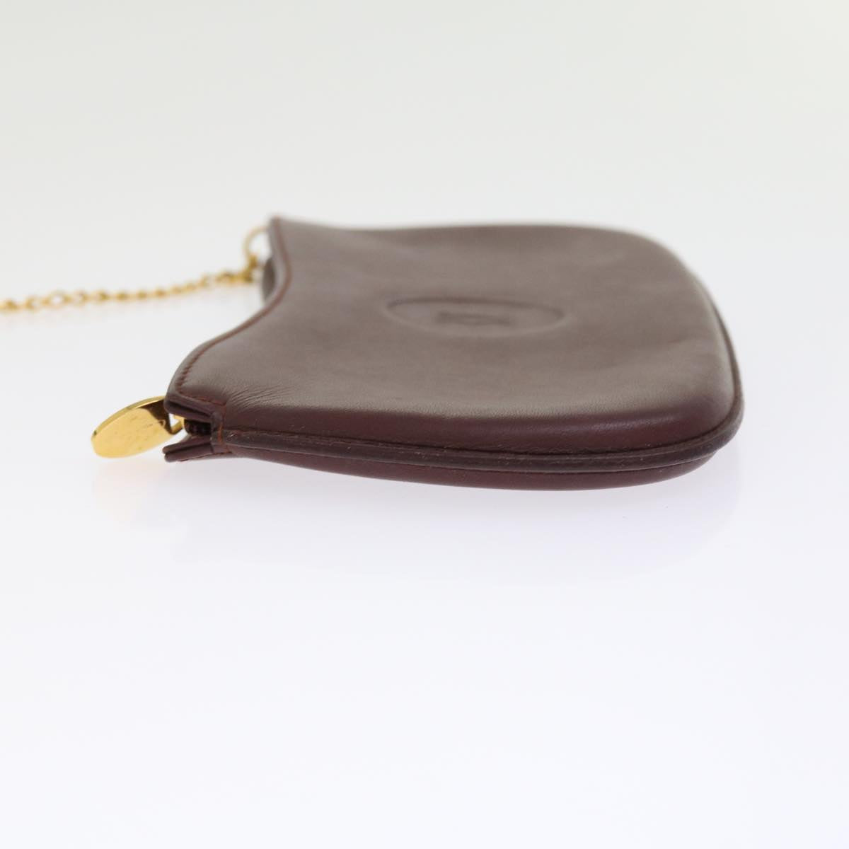 CARTIER Clutch Bag Leather Wine Red Auth 55608