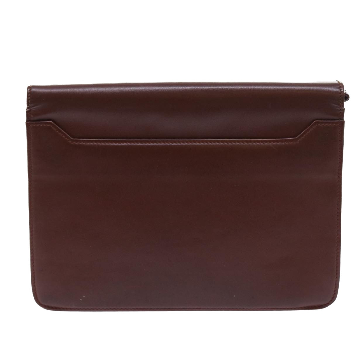 CARTIER Clutch Bag Leather Wine Red Auth 55608