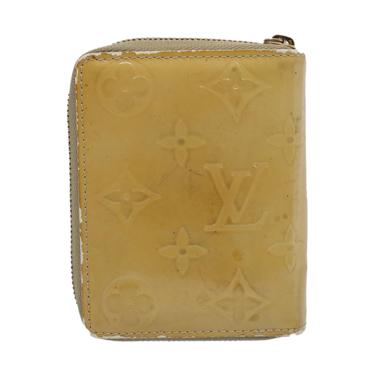 LOUIS VUITTON Monogram Vernis Bloom Compact Wallet Beige M91015 LV Auth 55611