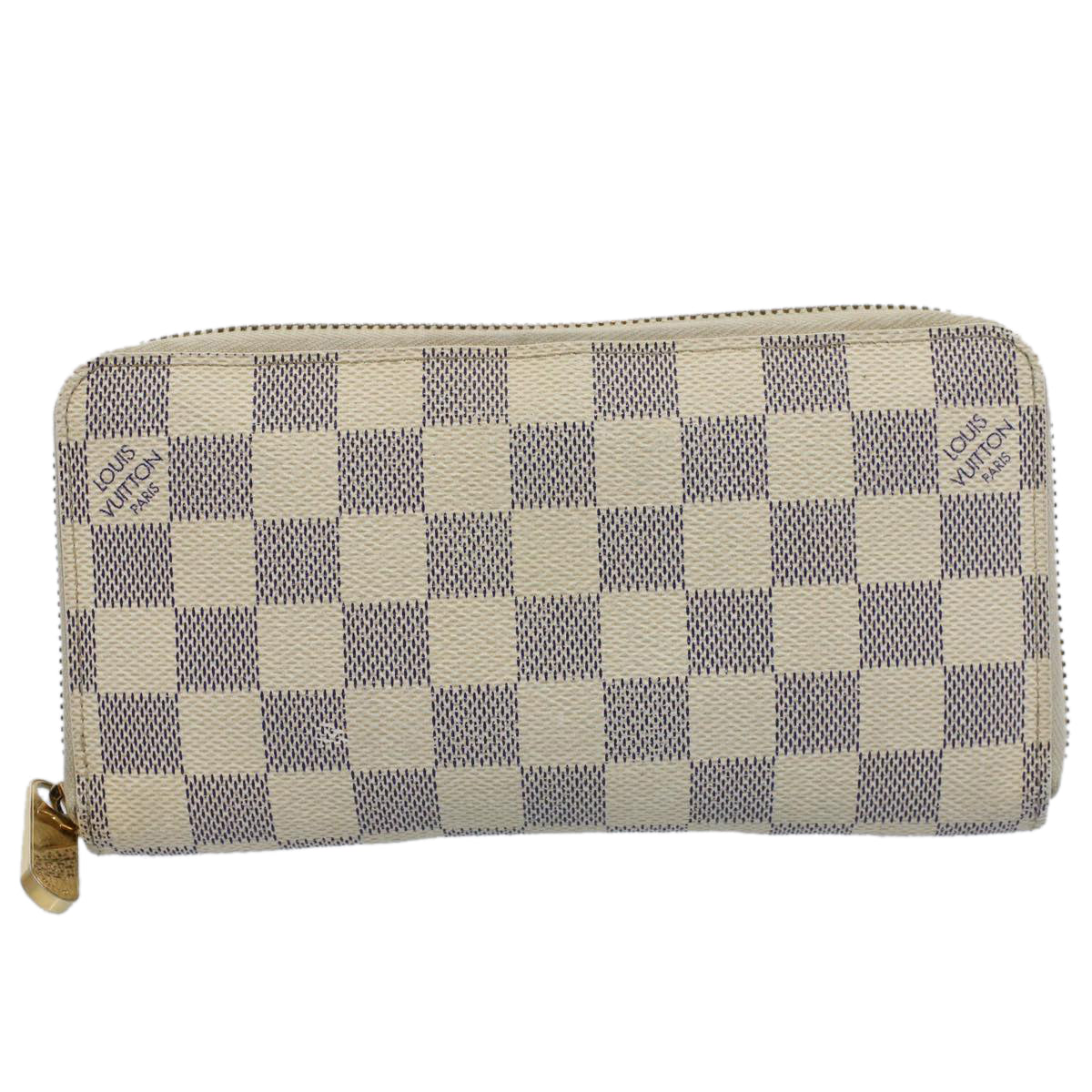 LOUIS VUITTON Damier Azur Zippy Wallet Long Wallet N63503 LV Auth 55664