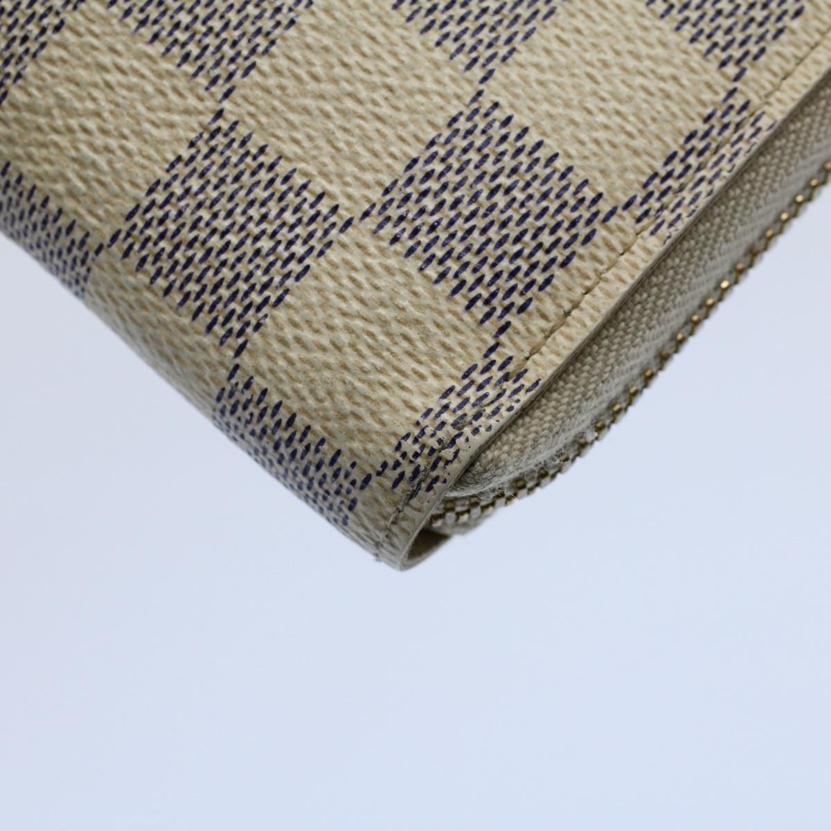 LOUIS VUITTON Damier Azur Zippy Wallet Long Wallet N63503 LV Auth 55664