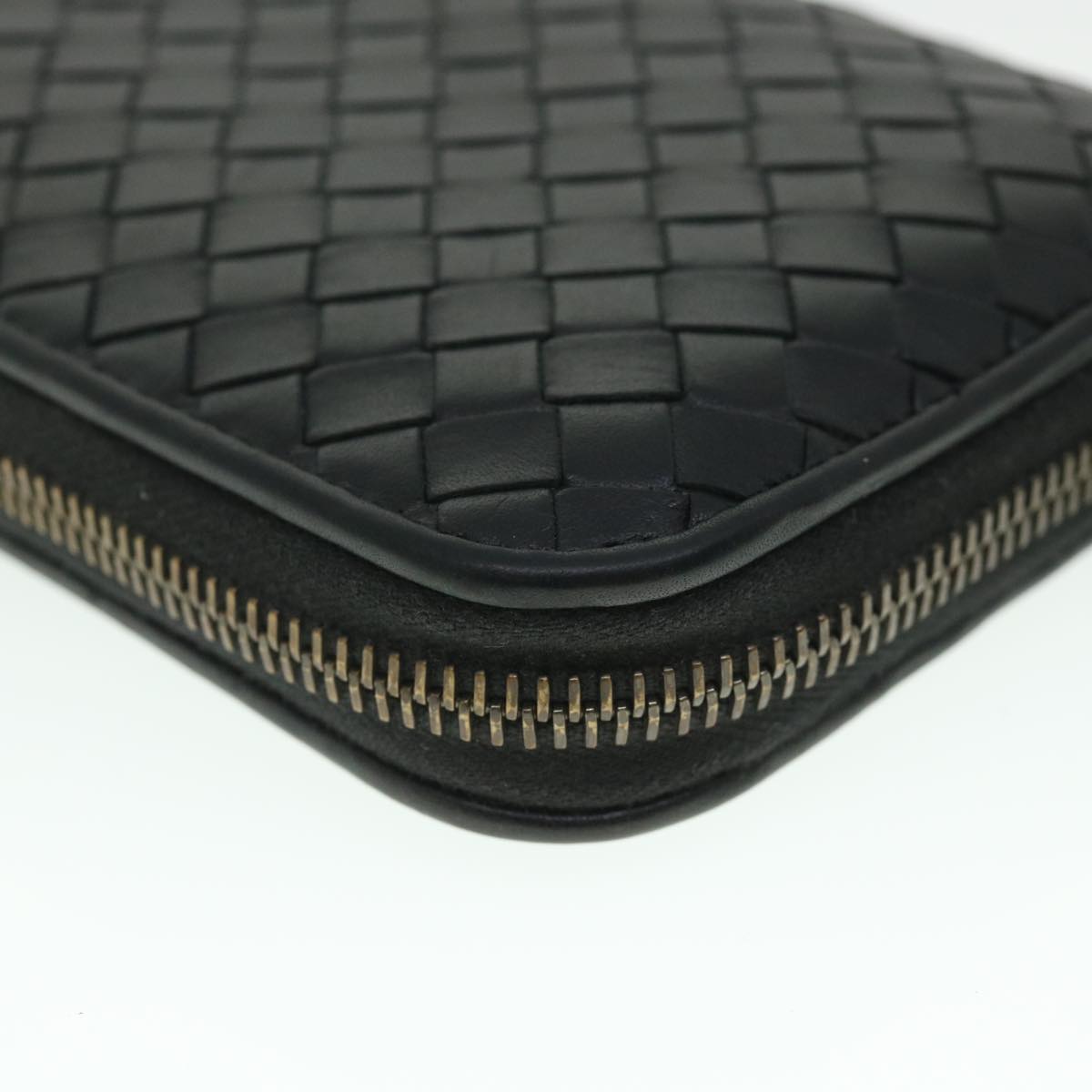 BOTTEGAVENETA INTRECCIATO Long Wallet Leather Black Auth 55671