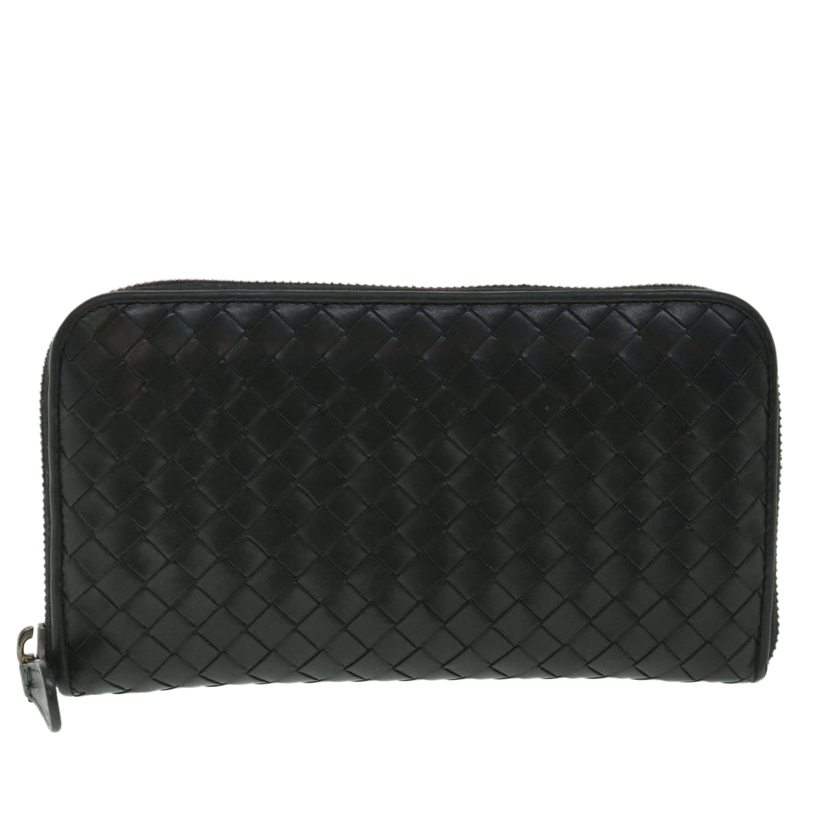 BOTTEGAVENETA INTRECCIATO Long Wallet Leather Black Auth 55671