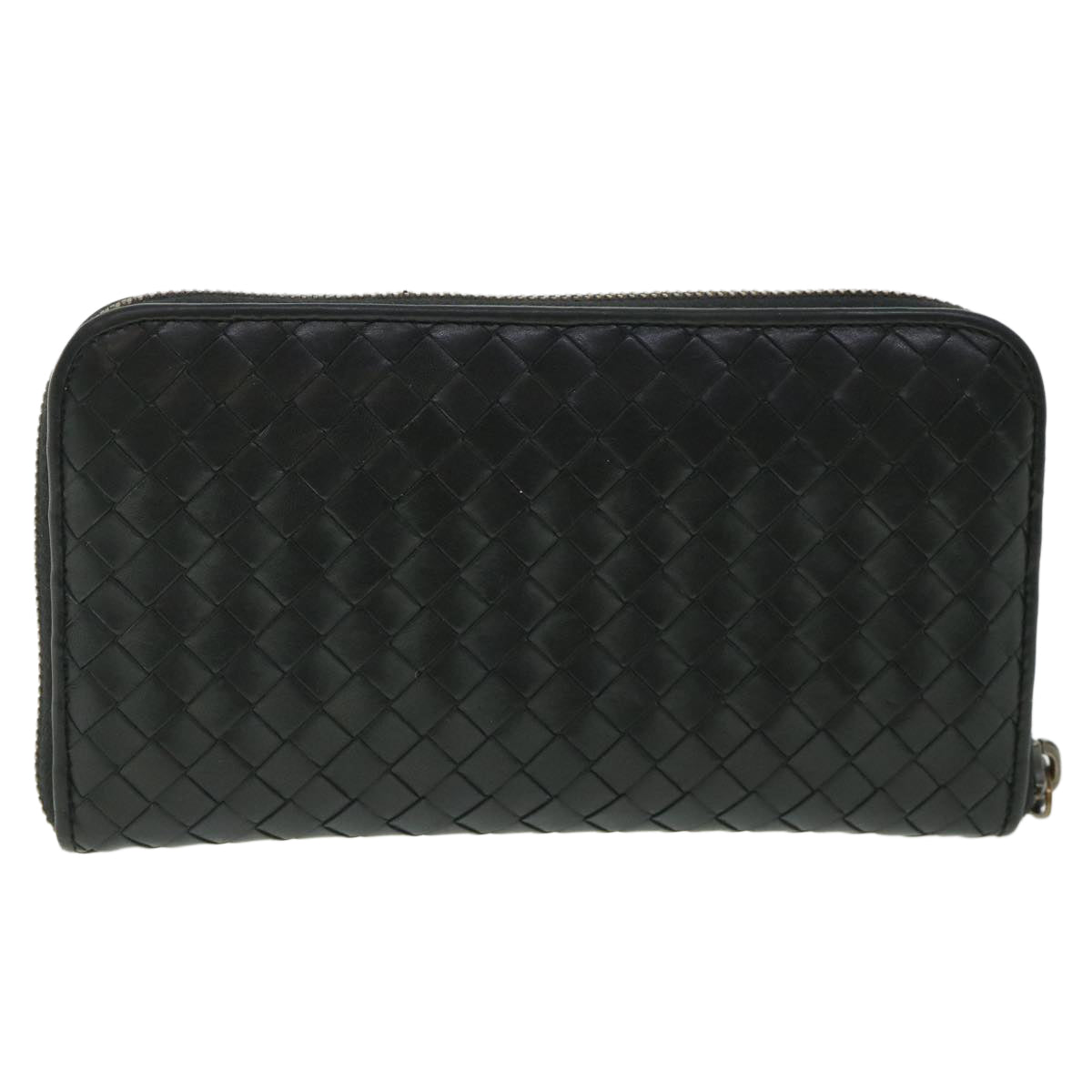 BOTTEGAVENETA INTRECCIATO Long Wallet Leather Black Auth 55671