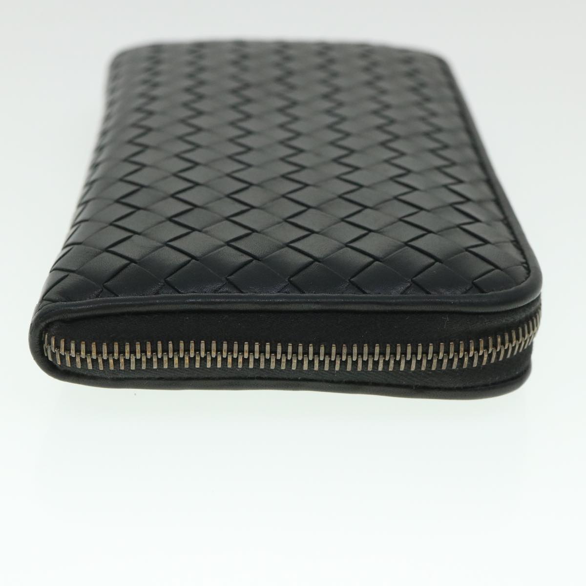 BOTTEGAVENETA INTRECCIATO Long Wallet Leather Black Auth 55671