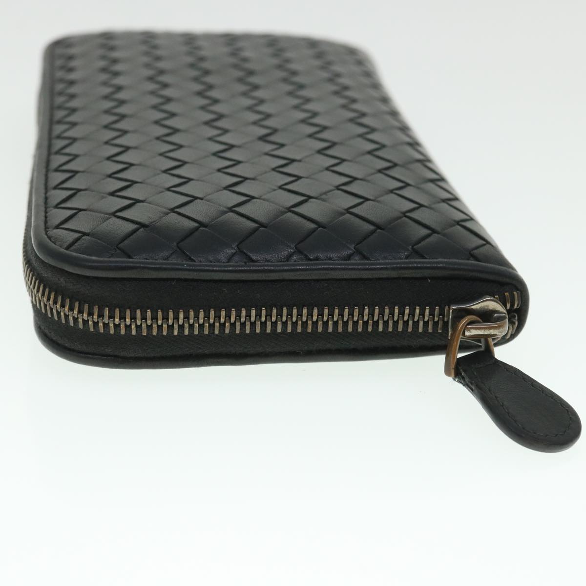 BOTTEGAVENETA INTRECCIATO Long Wallet Leather Black Auth 55671