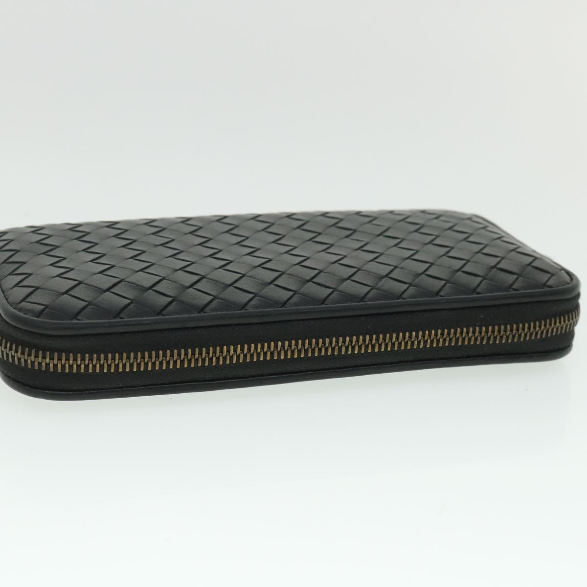 BOTTEGAVENETA INTRECCIATO Long Wallet Leather Black Auth 55671