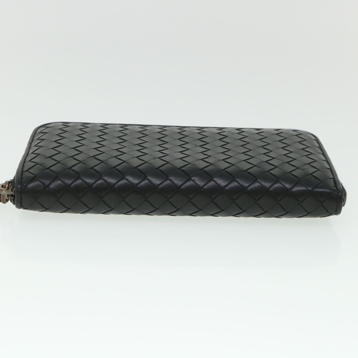 BOTTEGAVENETA INTRECCIATO Long Wallet Leather Black Auth 55671