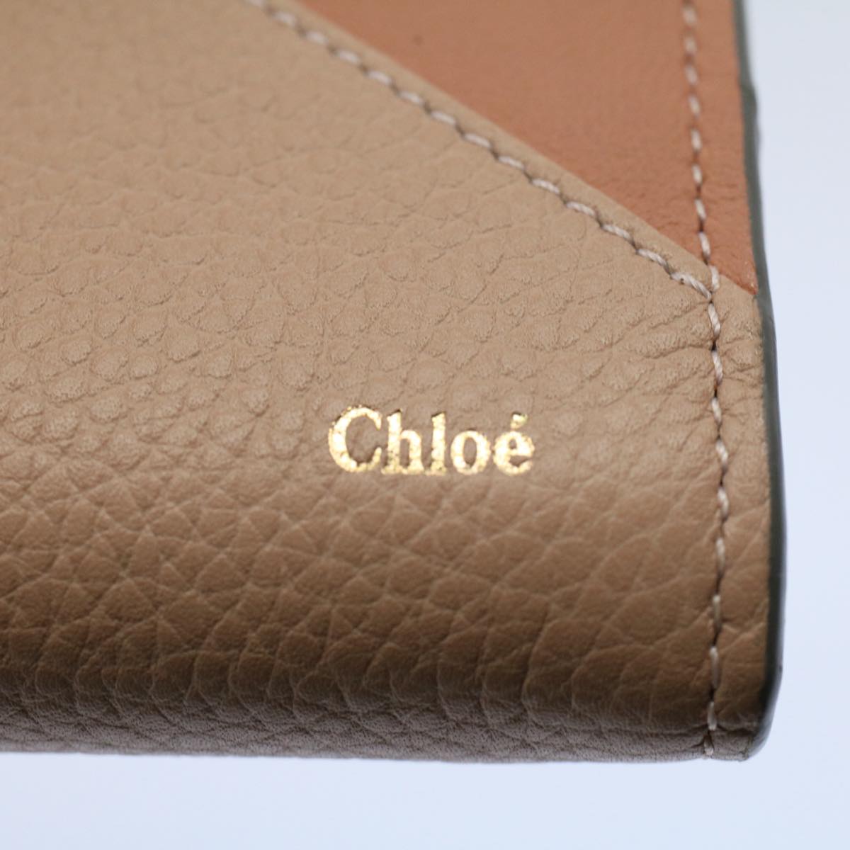 Chloe Long Wallet Leather Beige Pink 3P0171-H0Y Auth 55677