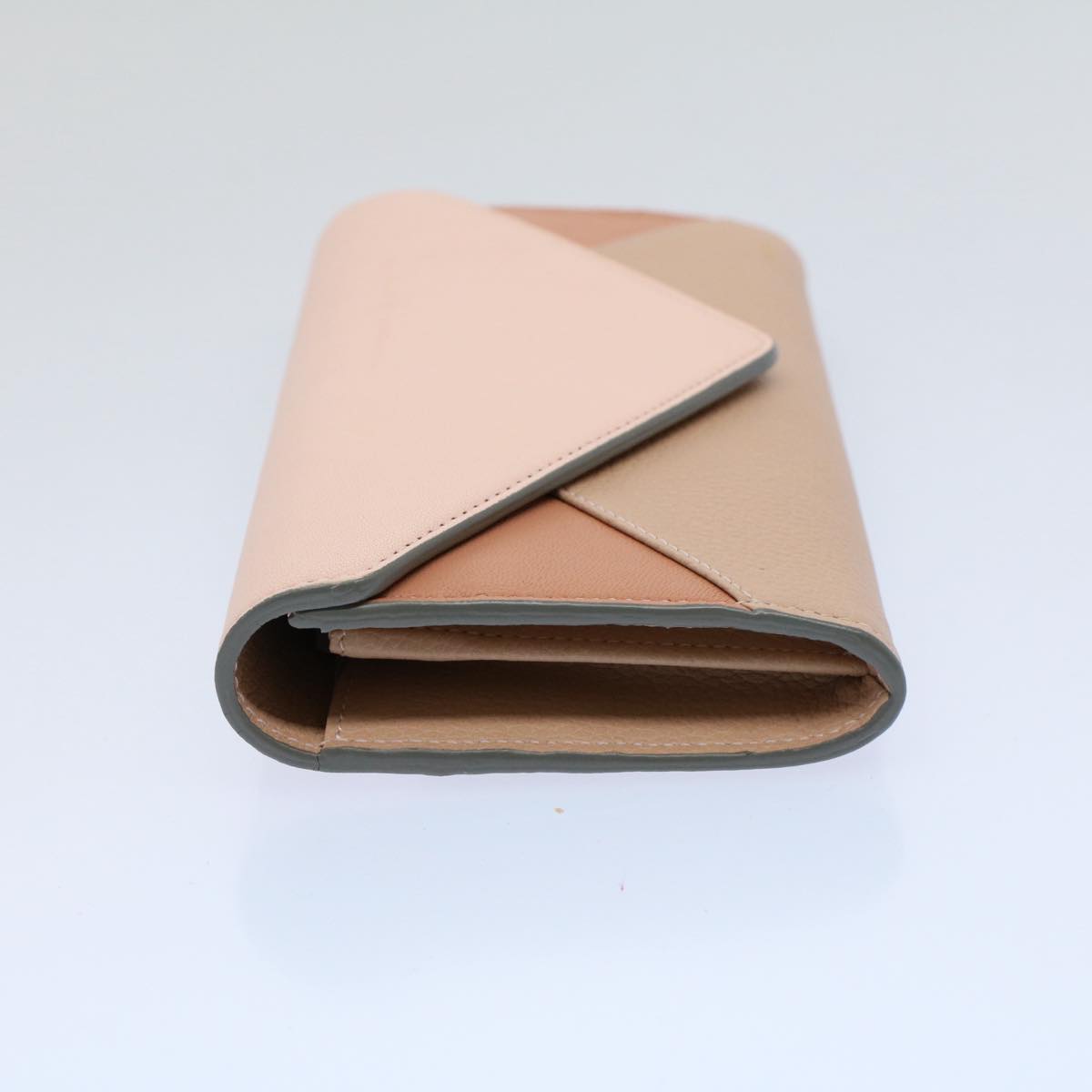 Chloe Long Wallet Leather Beige Pink 3P0171-H0Y Auth 55677