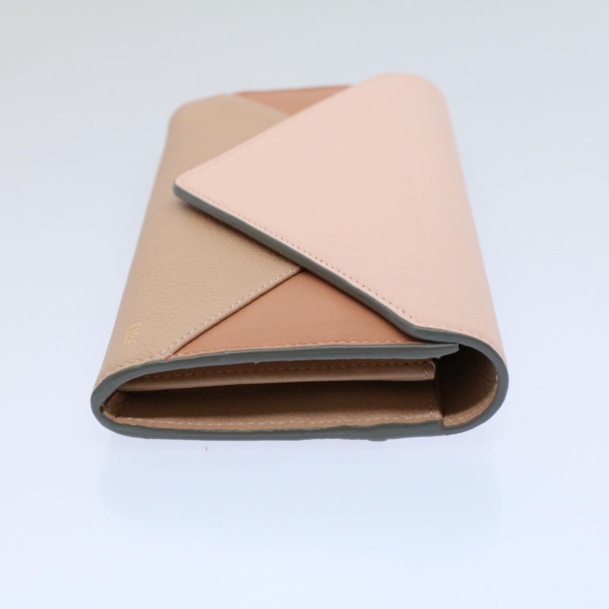 Chloe Long Wallet Leather Beige Pink 3P0171-H0Y Auth 55677