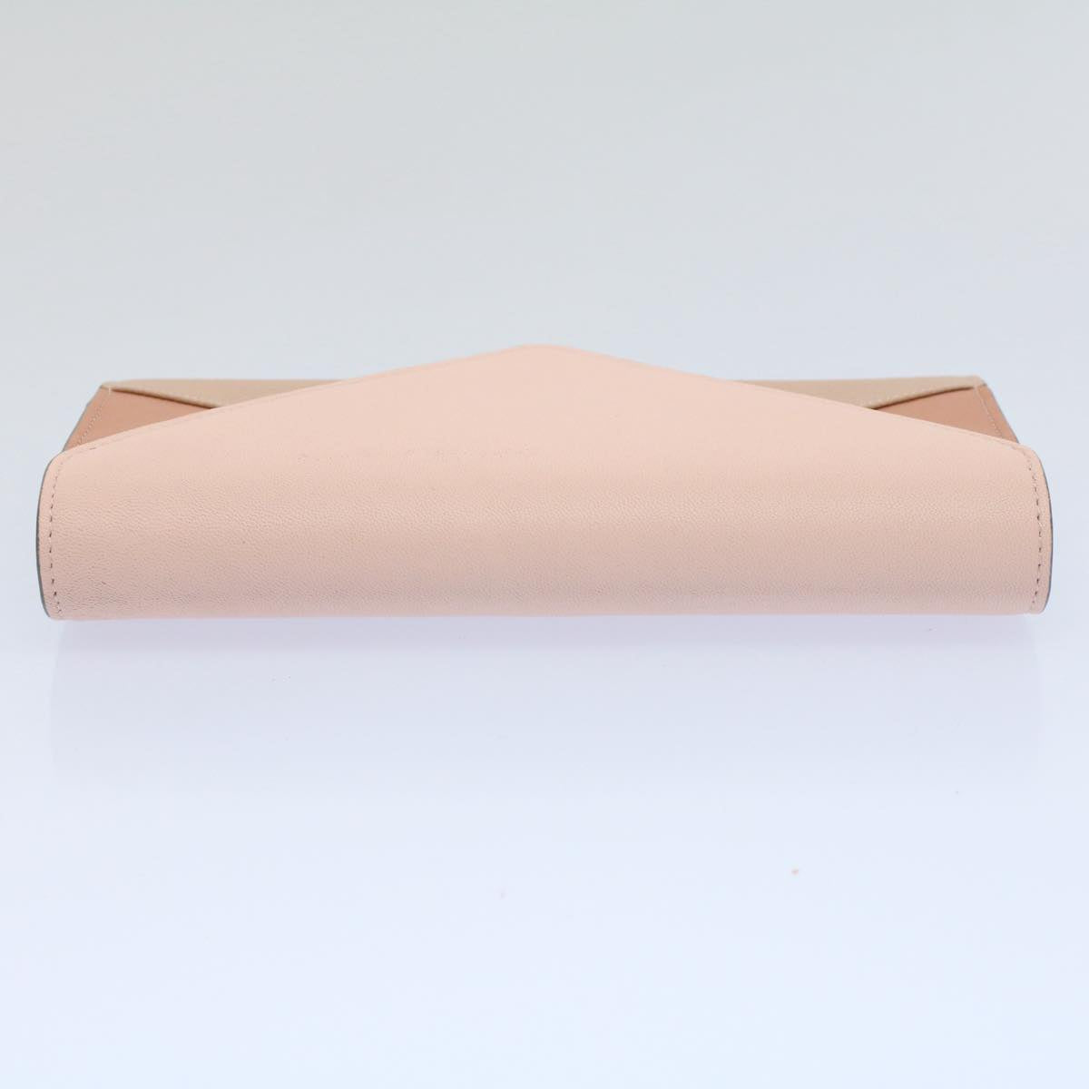 Chloe Long Wallet Leather Beige Pink 3P0171-H0Y Auth 55677