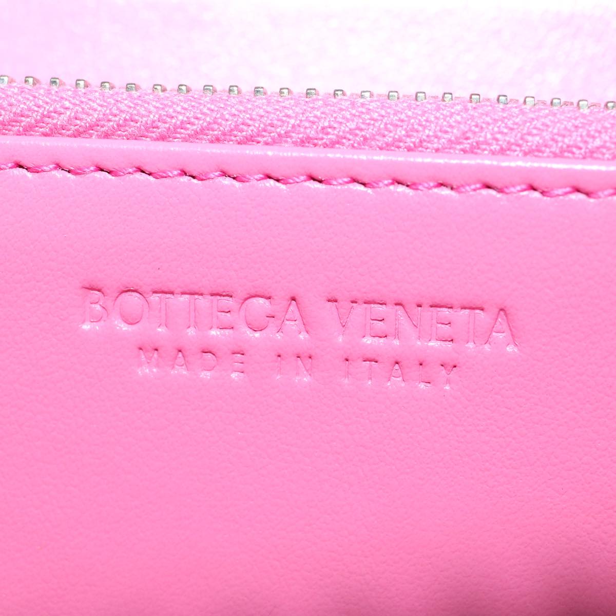 BOTTEGAVENETA INTRECCIATO Long Wallet Leather Pink VCPP2 Auth 55681