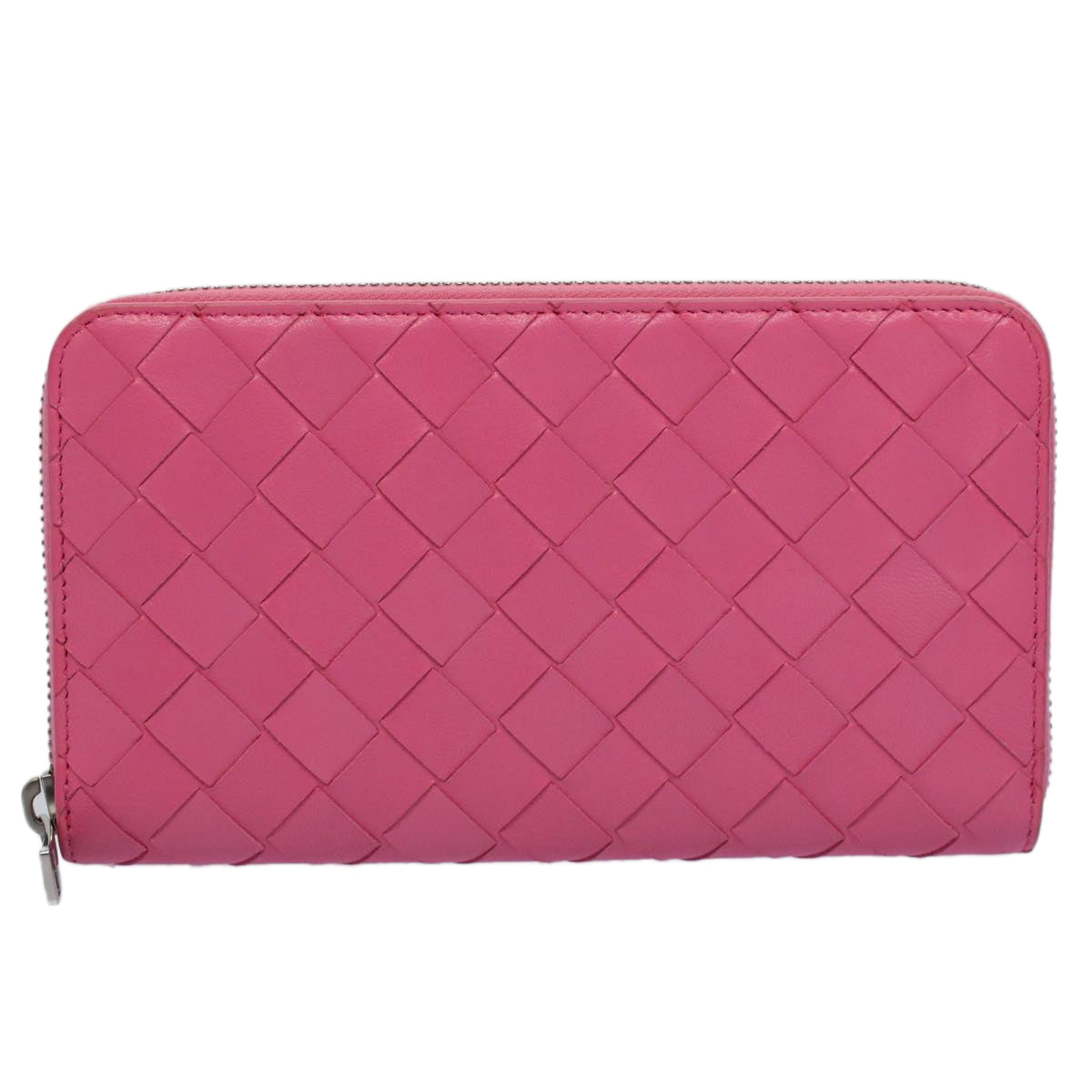 BOTTEGAVENETA INTRECCIATO Long Wallet Leather Pink VCPP2 Auth 55681