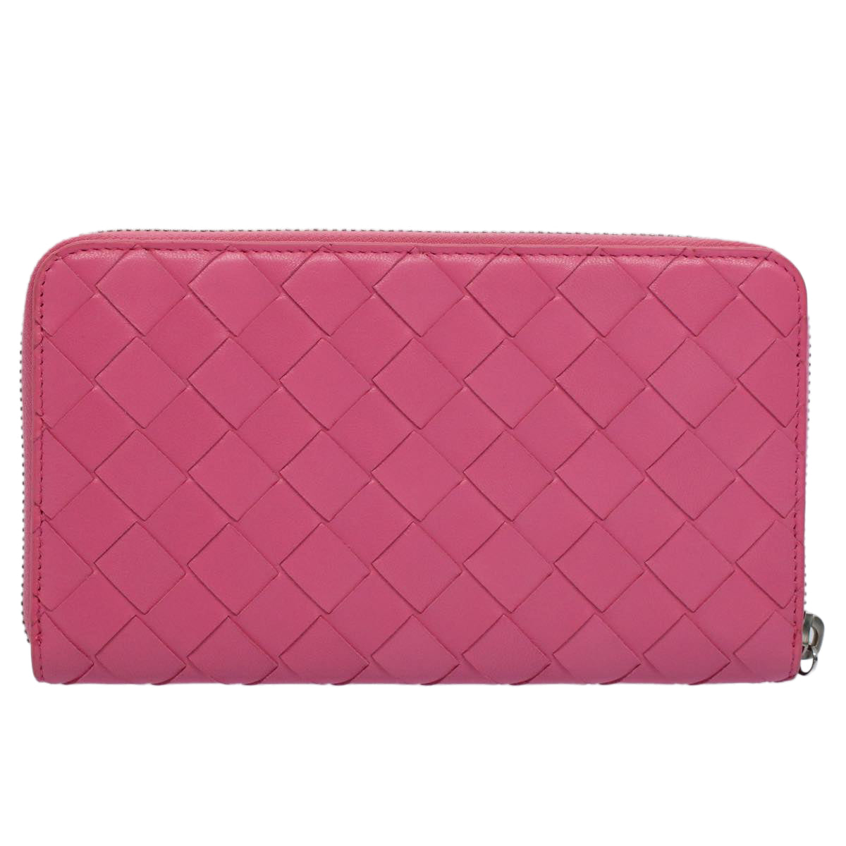 BOTTEGAVENETA INTRECCIATO Long Wallet Leather Pink VCPP2 Auth 55681