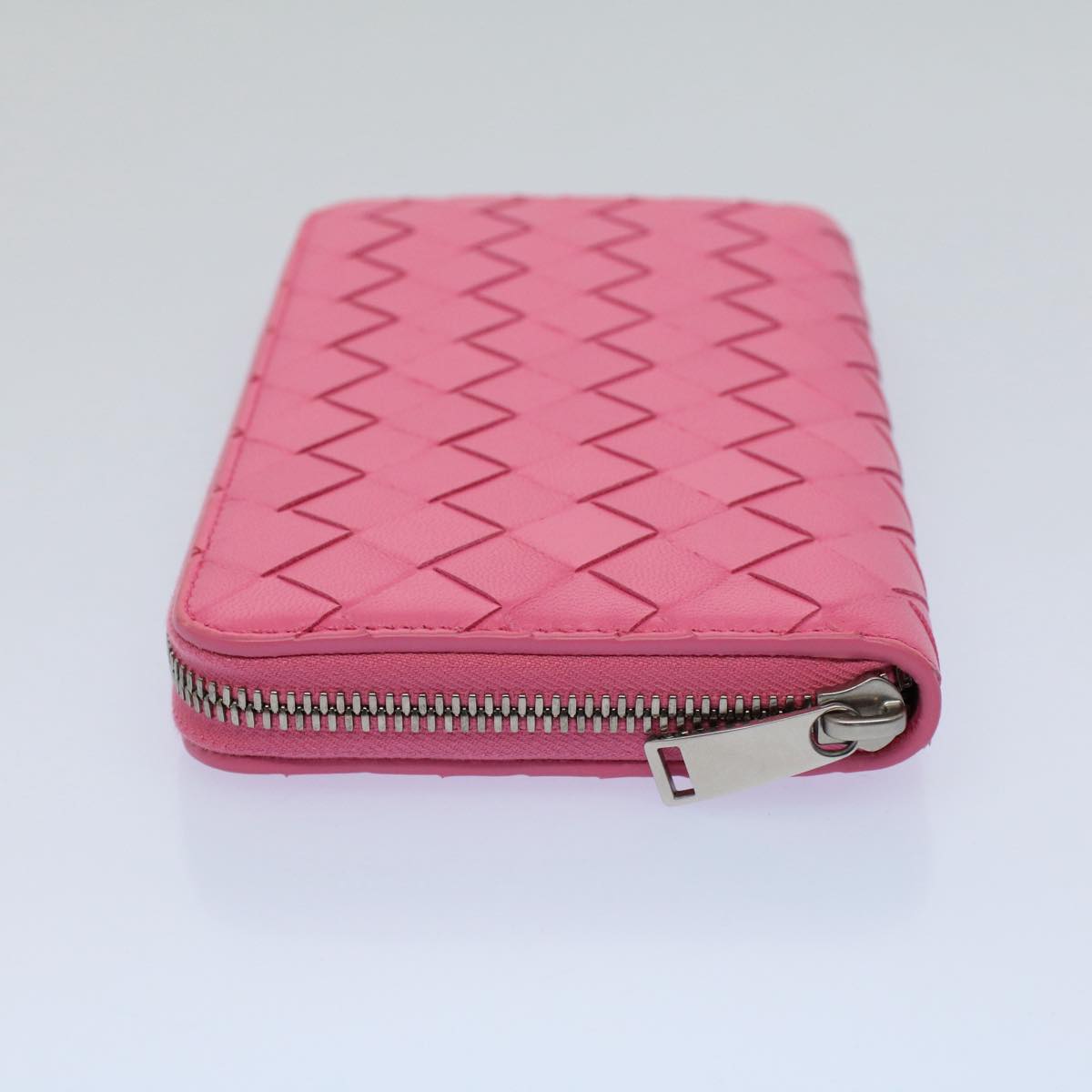 BOTTEGAVENETA INTRECCIATO Long Wallet Leather Pink VCPP2 Auth 55681