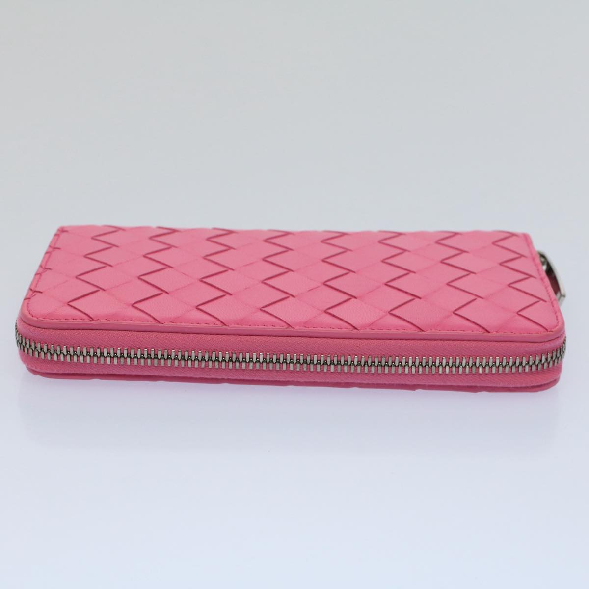 BOTTEGAVENETA INTRECCIATO Long Wallet Leather Pink VCPP2 Auth 55681