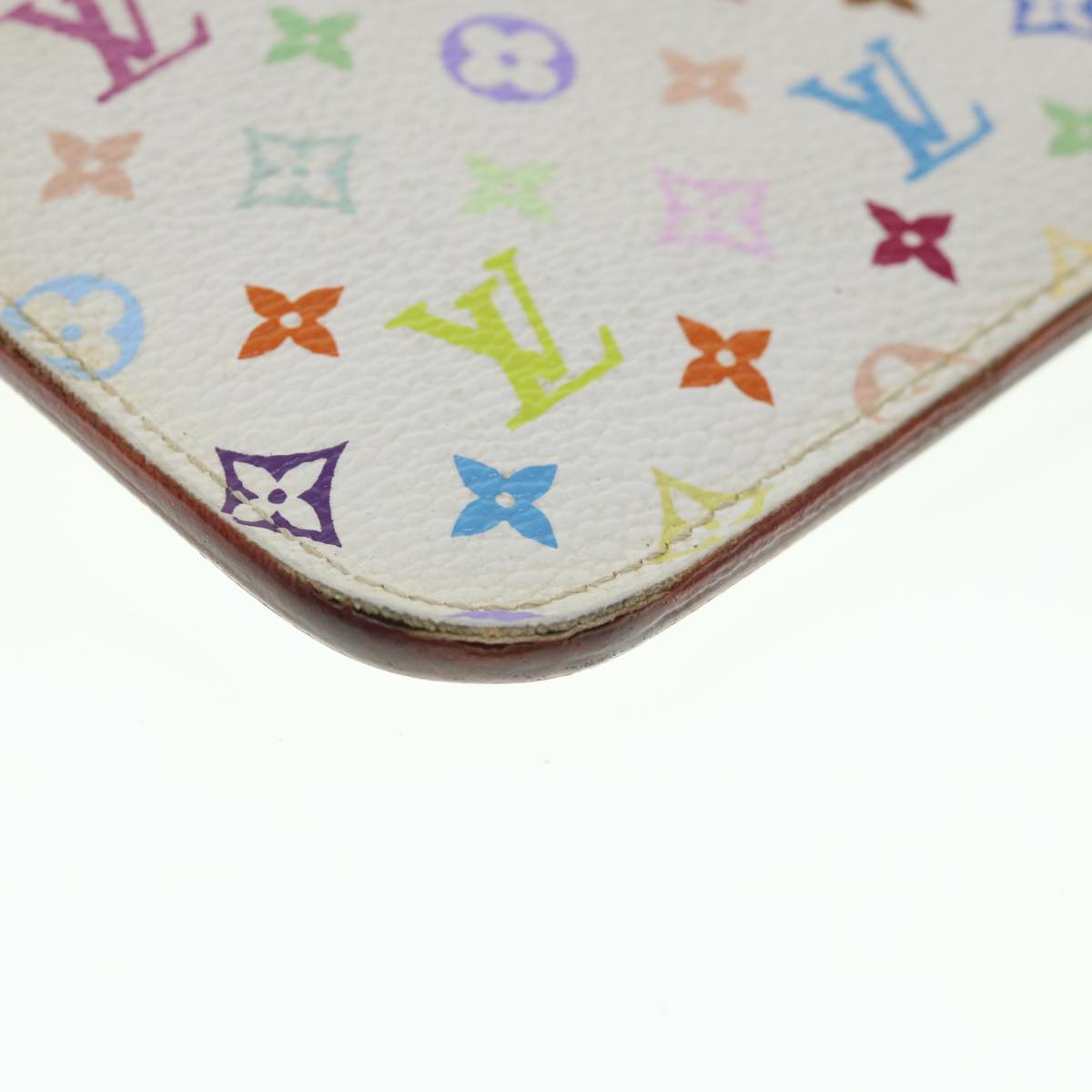 LOUIS VUITTON Multicolor Pochette Cles NM Coin Purse White M93734 LV Auth 55724