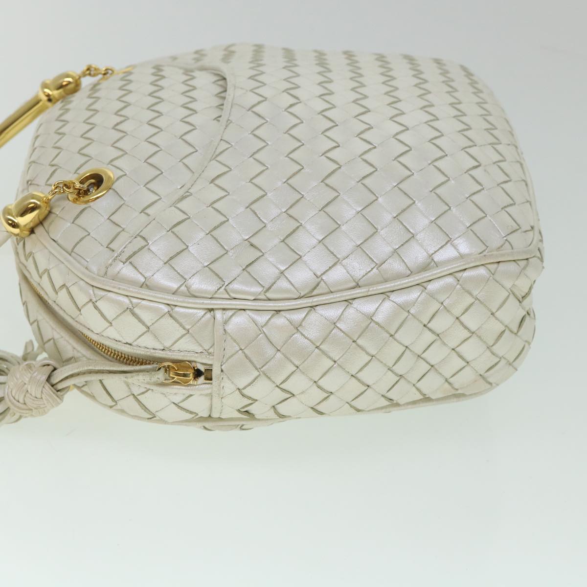 BOTTEGA VENETA INTRECCIATO Hand Bag Leather White Pearl Auth 55736