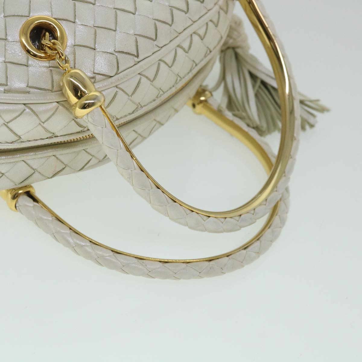 BOTTEGA VENETA INTRECCIATO Hand Bag Leather White Pearl Auth 55736