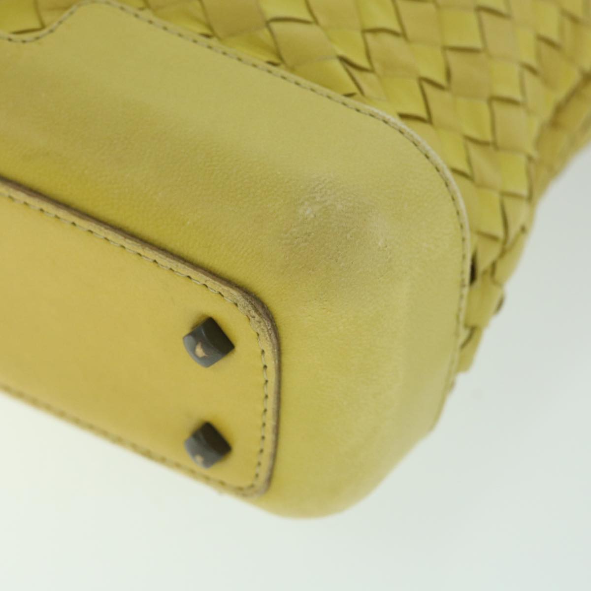 BOTTEGA VENETA INTRECCIATO Shoulder Bag Leather Yellow Auth 55738