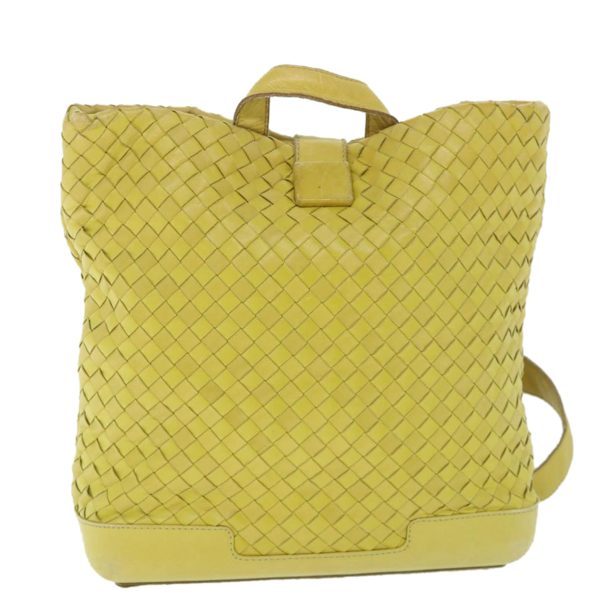 BOTTEGA VENETA INTRECCIATO Shoulder Bag Leather Yellow Auth 55738