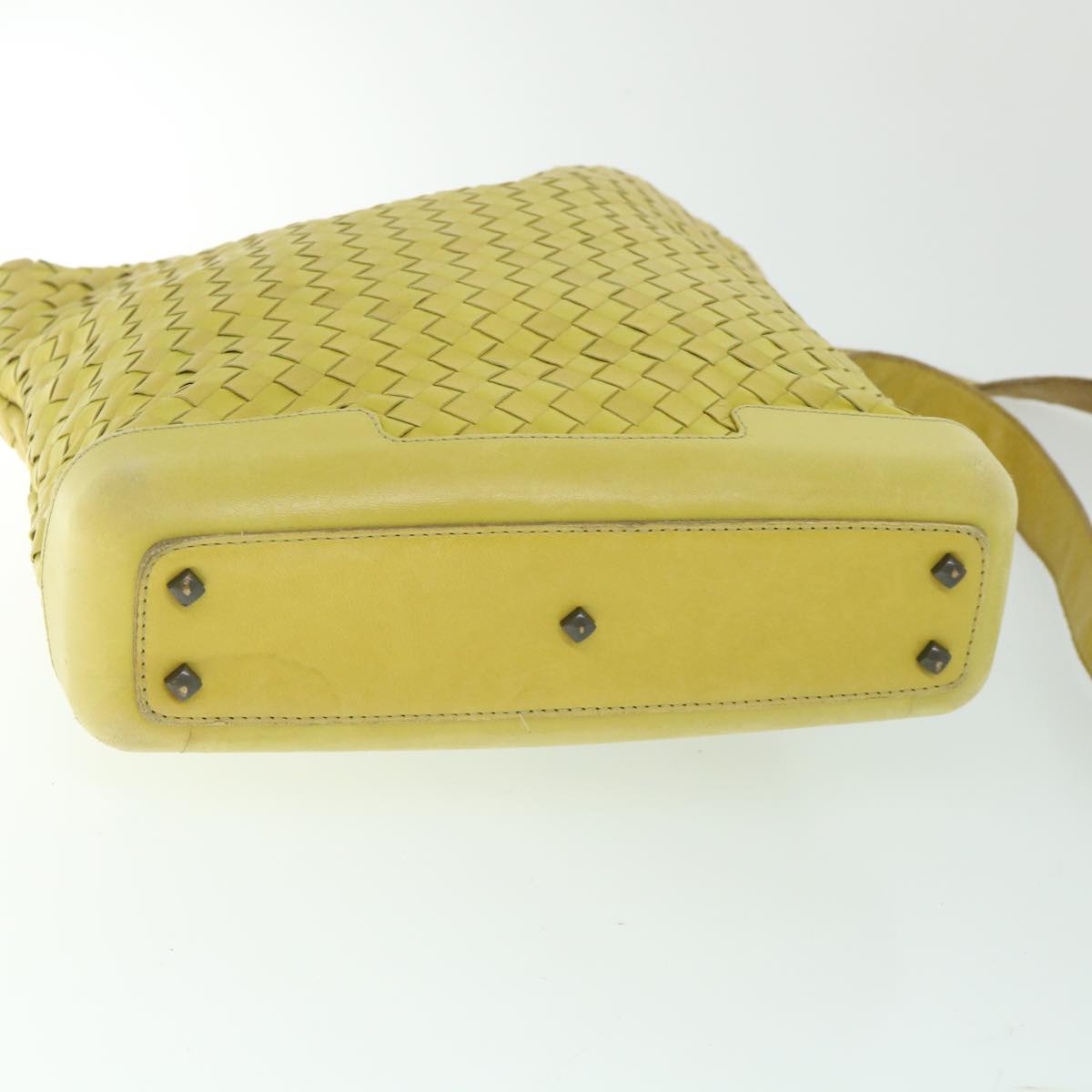 BOTTEGA VENETA INTRECCIATO Shoulder Bag Leather Yellow Auth 55738