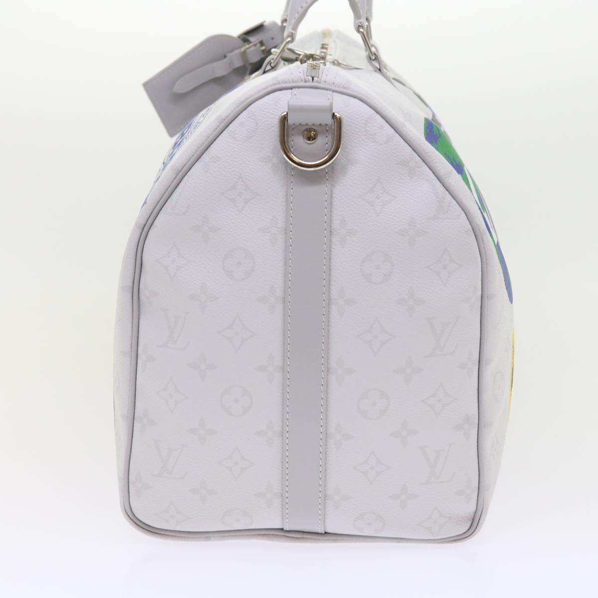 LOUIS VUITTON Monogram White Keepall Bandouliere 50 Bag M44643 LV Auth 55862A