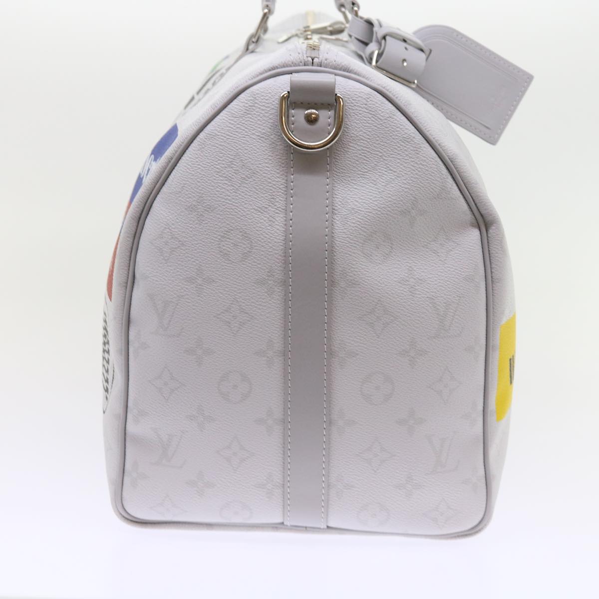 LOUIS VUITTON Monogram White Keepall Bandouliere 50 Bag M44643 LV Auth 55862A