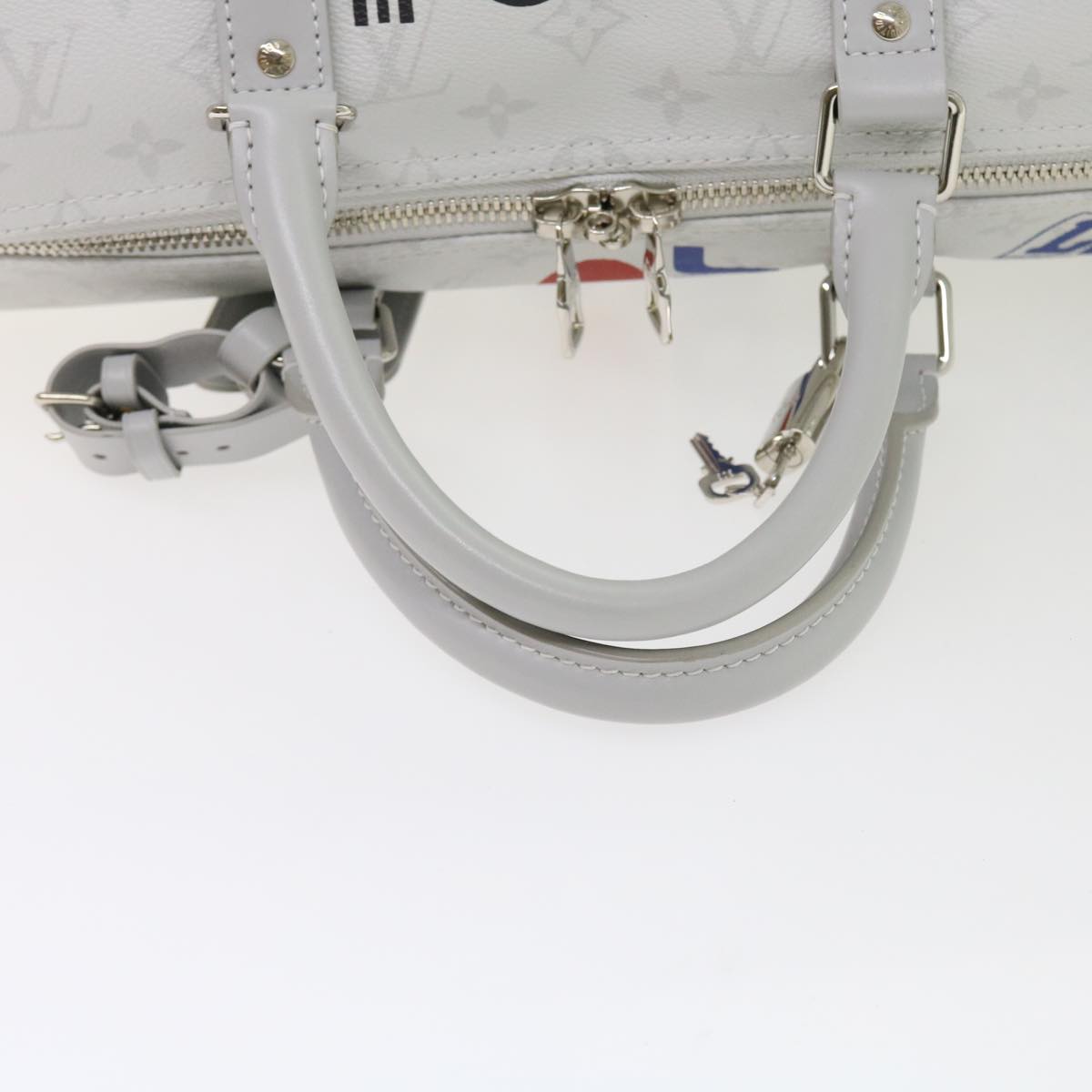 LOUIS VUITTON Monogram White Keepall Bandouliere 50 Bag M44643 LV Auth 55862A