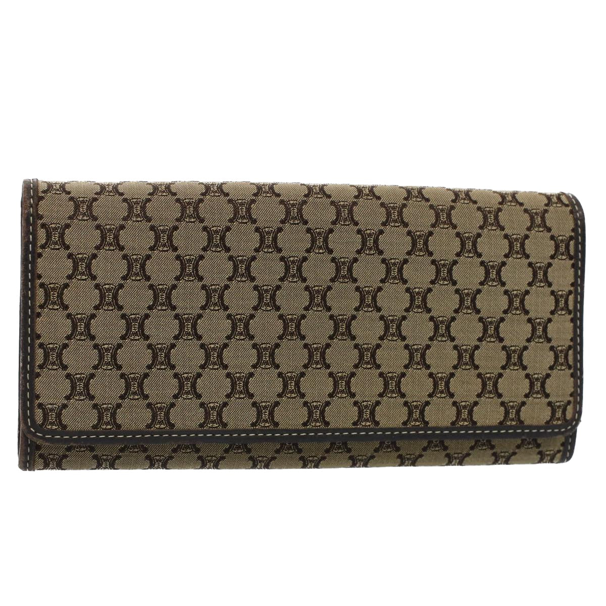 CELINE Macadam Canvas Long Wallet Beige Auth 56017